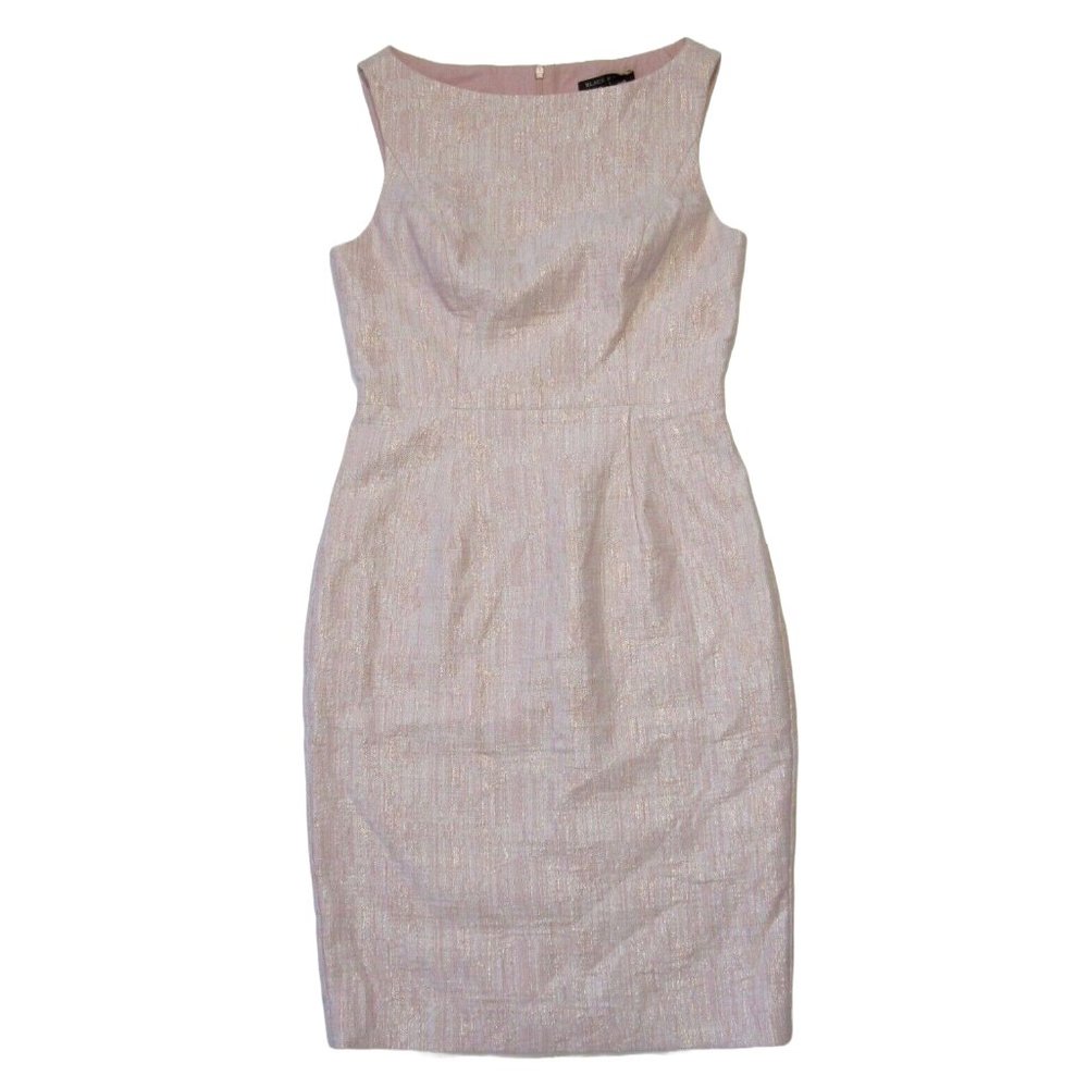 Black Halo Iona in Rose Stone Metallic Boatneck Sheath Dress 10